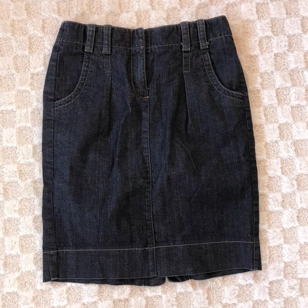 LOFT Navy Blue Pencil Denim Skirt